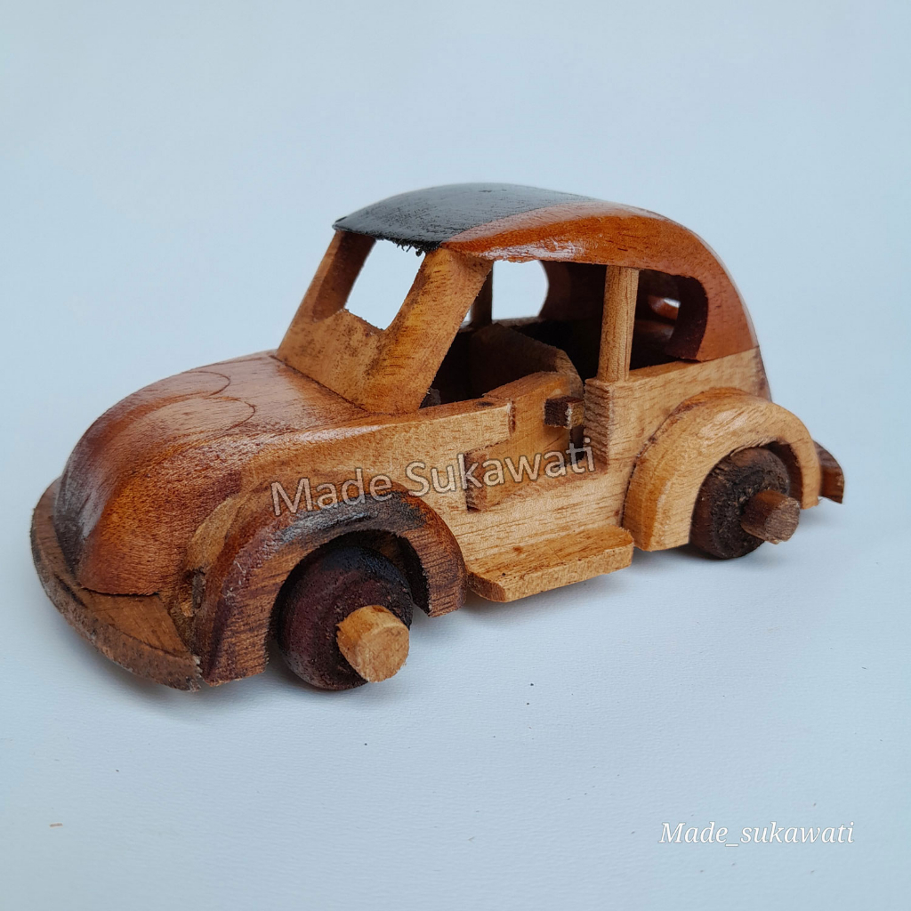 Miniatur Kayu mobil kendaraan becak pesawat helikopter motor mini kerajinan handmade Bali