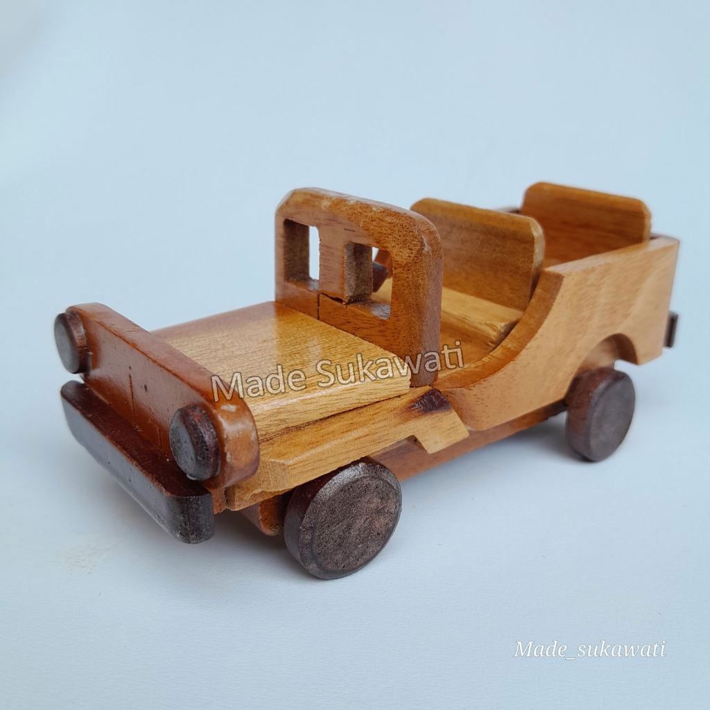 Miniatur Kayu mobil kendaraan becak pesawat helikopter motor mini kerajinan handmade Bali