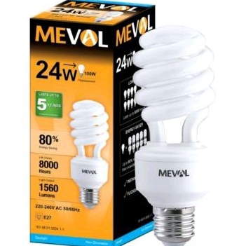 MEVAL Lampu Tornado Spiral LHE 24 Watt Cool Daylight