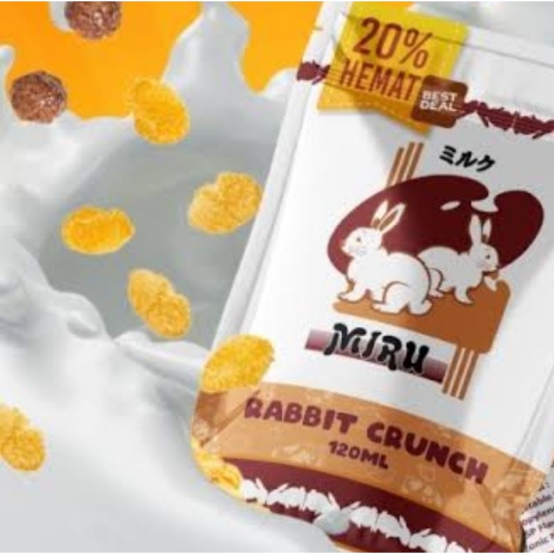 60ml miru rabbit crunch milk choco crunch susu freebase liquid