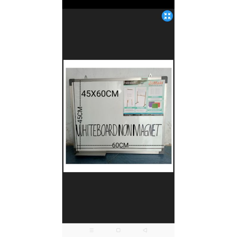 

PAPAN TULIS WHITEBOARD GANTUNG NON MAGNET SINGLE FACE 45X60CM