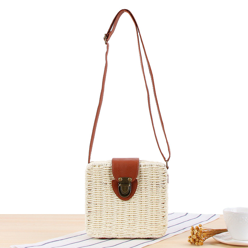 Vintage Straw Rattan Square Sling Bag 10203