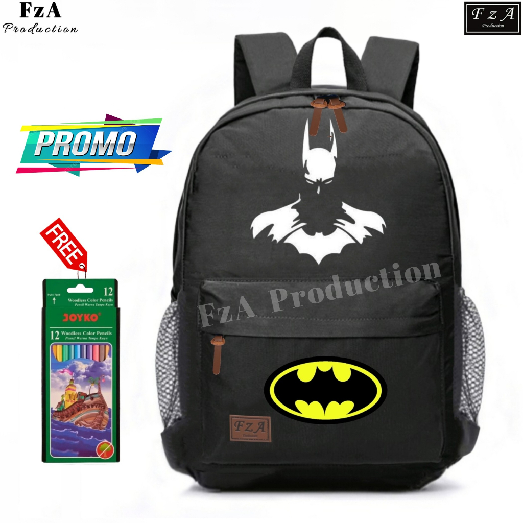 FzA Official -Tas Ransel anak laki laki - Tas Ransel Anak Sekolah - Tas Ransel Sekolah anak laki-laki anak perempuan Backpack Sekolah Anak [ High Quality ] - Black Kids FREEE Pencil Warna