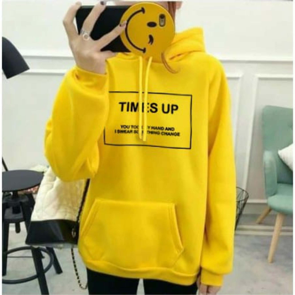 FenishaStore Sweater Hoodie Pria Dan Wanita TIMES UP Kantong Depan Bisa Bayar Ditempat COD