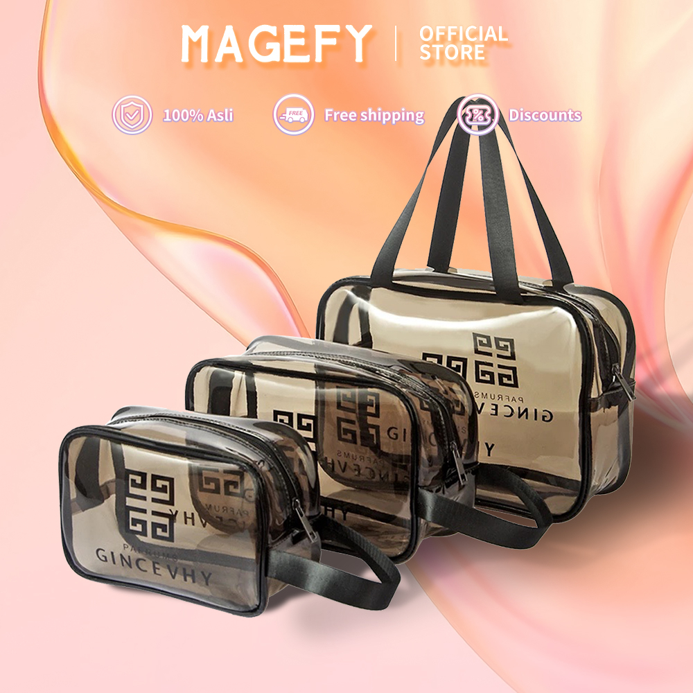 MAGEFY Tas Make Up Kosmetik Organizer Travel Pouch Tas Kosmetik Transparan Tas Cuci PVC Tas Penyimpanan Perjalanan 0311