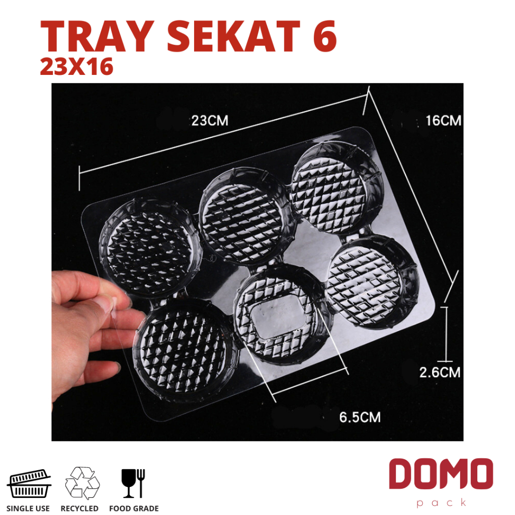 Tray Mika Sekat 6 (tanpa tutup) isi 10