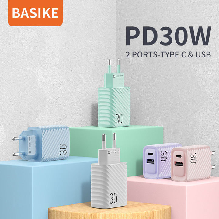 BASIKE kepala charger fast charging 30W OPPO Samsung Xiaomi vivo Mobil original quick charger 4.0 3.0 adaptor hp fast charging USB Converters