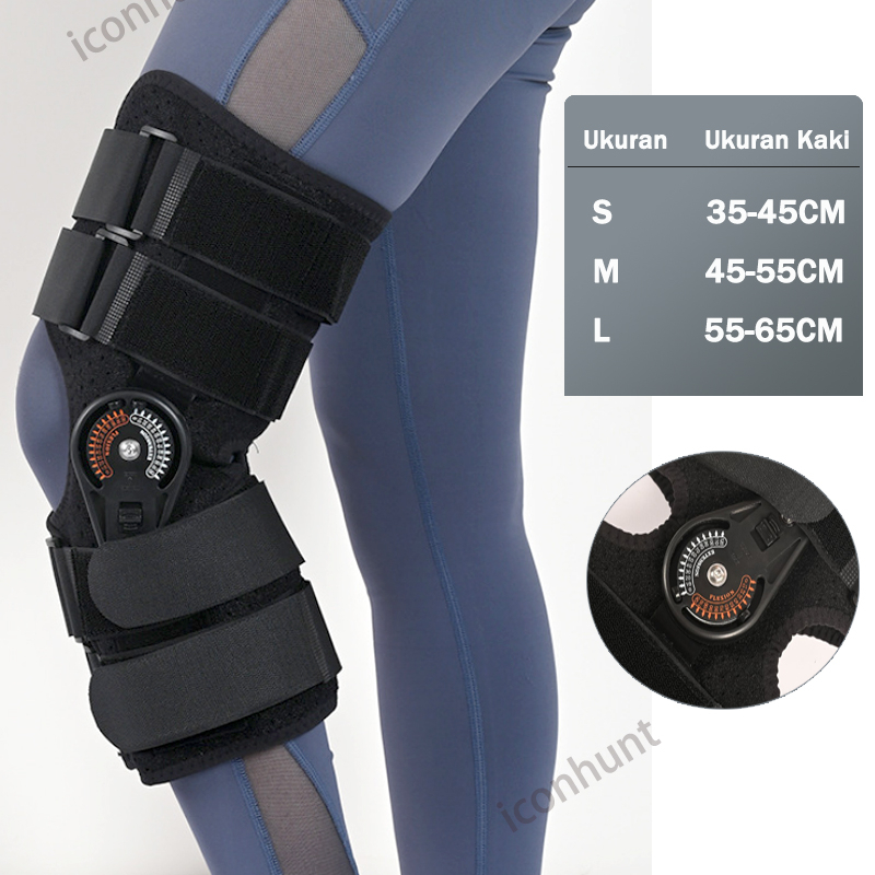 Deker Pelindung Lutut Kiri / Kanan Untuk Arthritis /  Ligamen / Osteoarthritis Knee Brace Post Op Deker Penyangga Lutut Terapi Latihan /Jalan Paska Operasi ACL/ PCL Arthroscopy/Alat Rehabilitasi