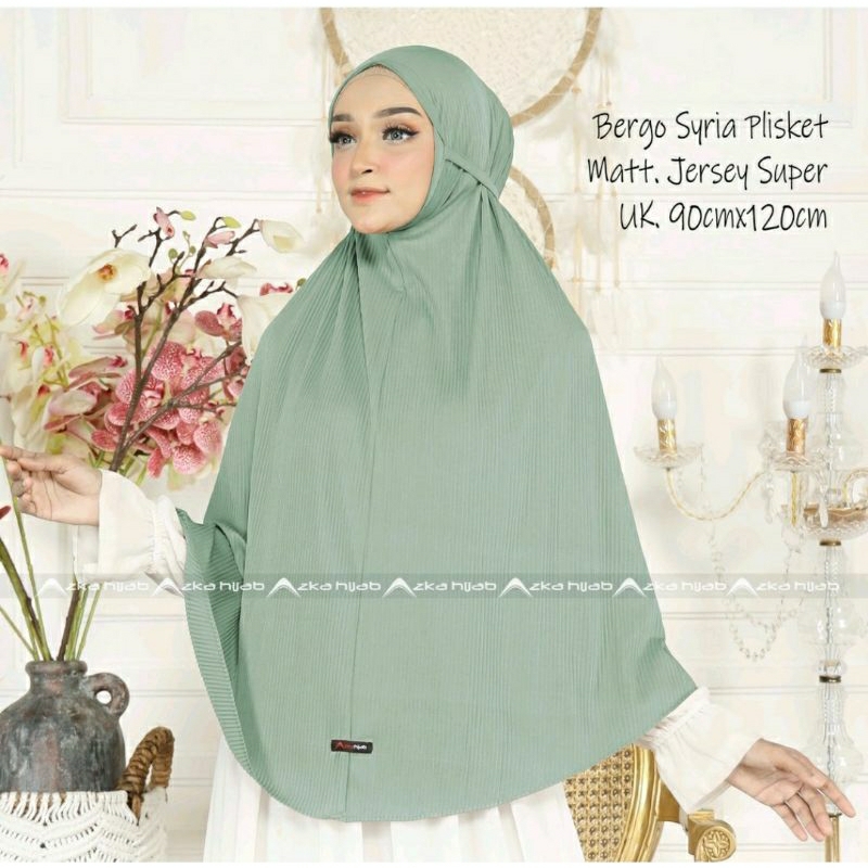 Bergo maryam syiria syari hijab instan jilbab jersey super premium plisket kerudung khimar jumbo men