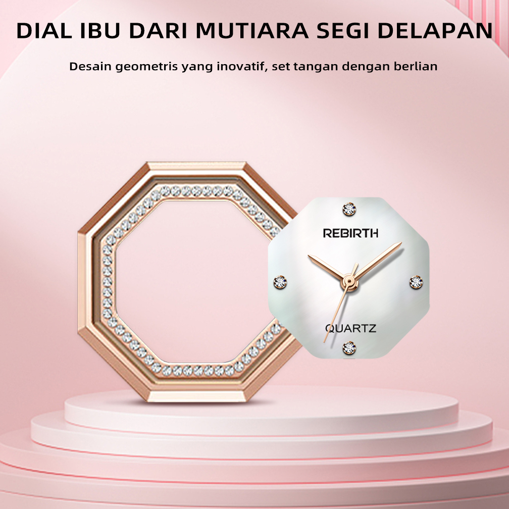 REBIRTH Jam Tangan Wantia Anti Air Tali Kulit Elegan Mode gaya korea berlian Jam Tangan Cewek