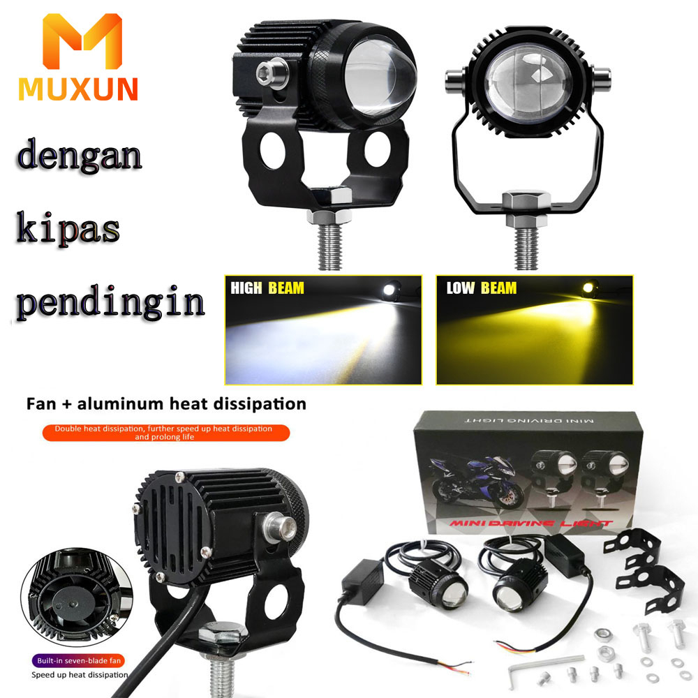 2PCS Lampu Tembak PLus Kipas Sorot Motor LED Laser D3 Foglamp Mini Projie  2 WARNA LASER FOGLAMP 30W AC DC 8-36V