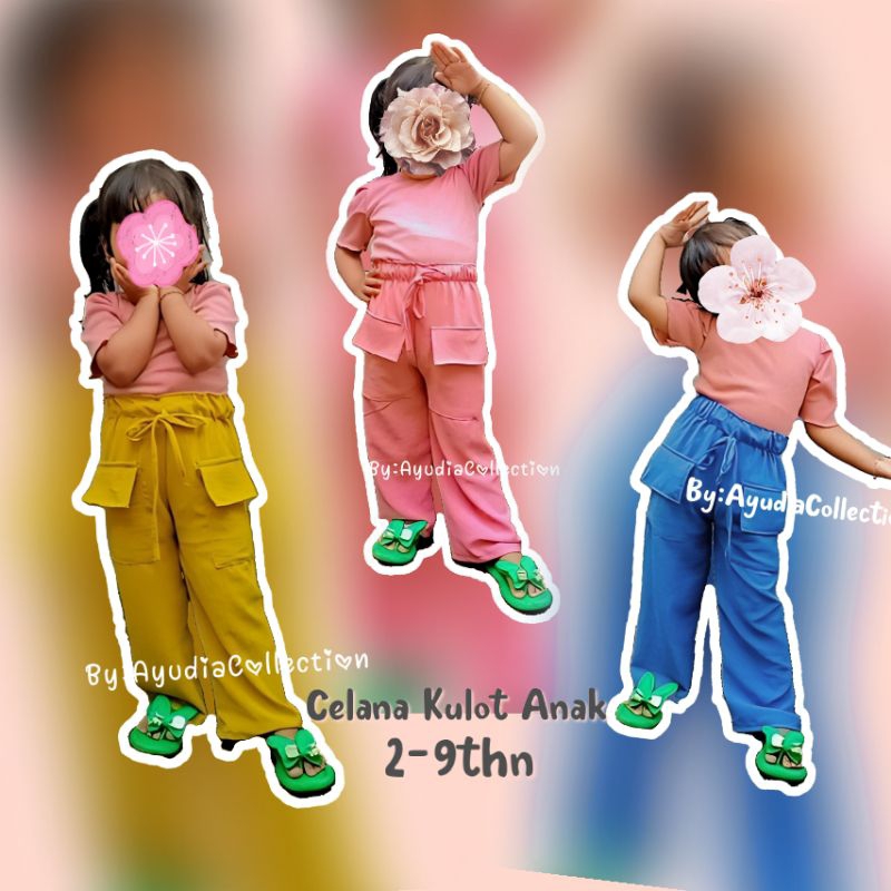 Celana Pocket Anak Perempuan Kulot Crincle Airflow Anak