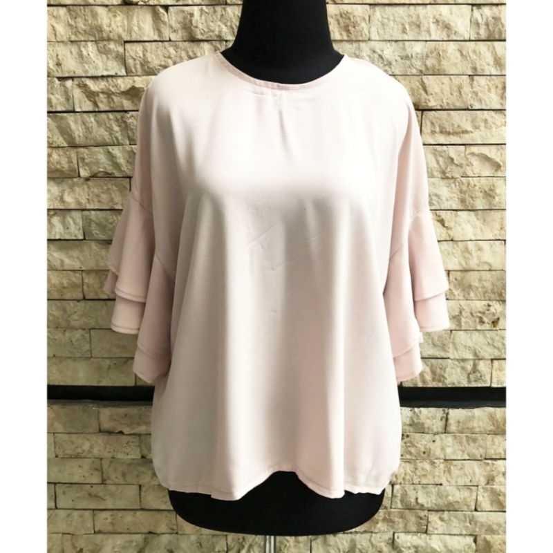 SALE EX BUTIK RUFFLE SLEEVE TOP WOMAN - BLOUSE ATASAN WANITA LENGAN PENDEK CASUAL