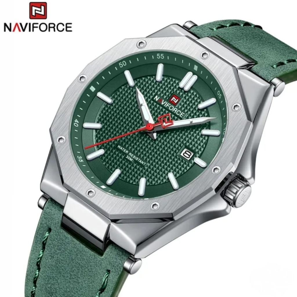 Jam tangan Pria Naviforce 9200 tali kulit analog original
