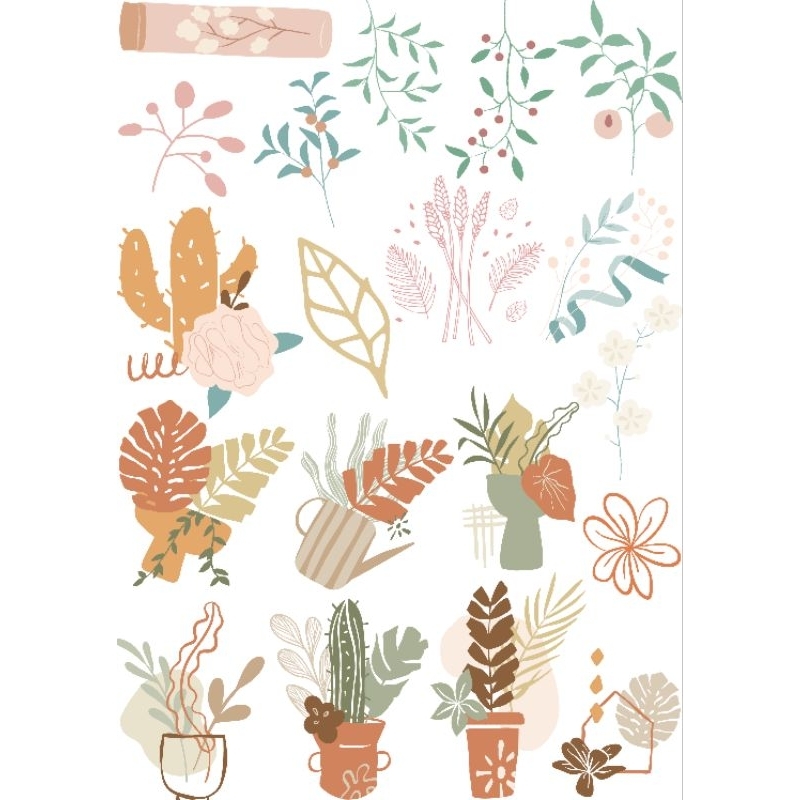 

15 pcs stiker flower aesthetic random journaling cute planner