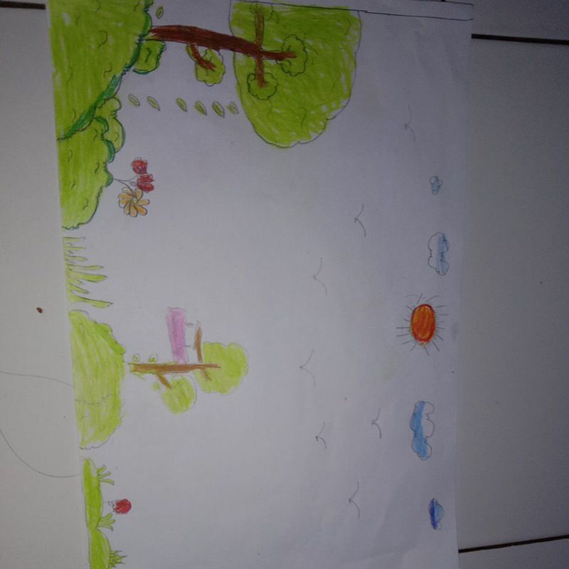 gambar berwarna, digambar oleh anak umur 7 tahun, gambar pemandangan dan masjid, gambar hiasan, gamb