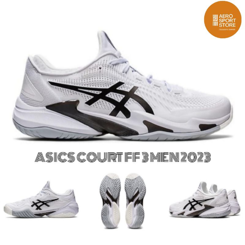 [ SEPATU TENIS LAPANGAN ASICS COURT FF 3 MEN 2023 / HITAM PUTIH ]