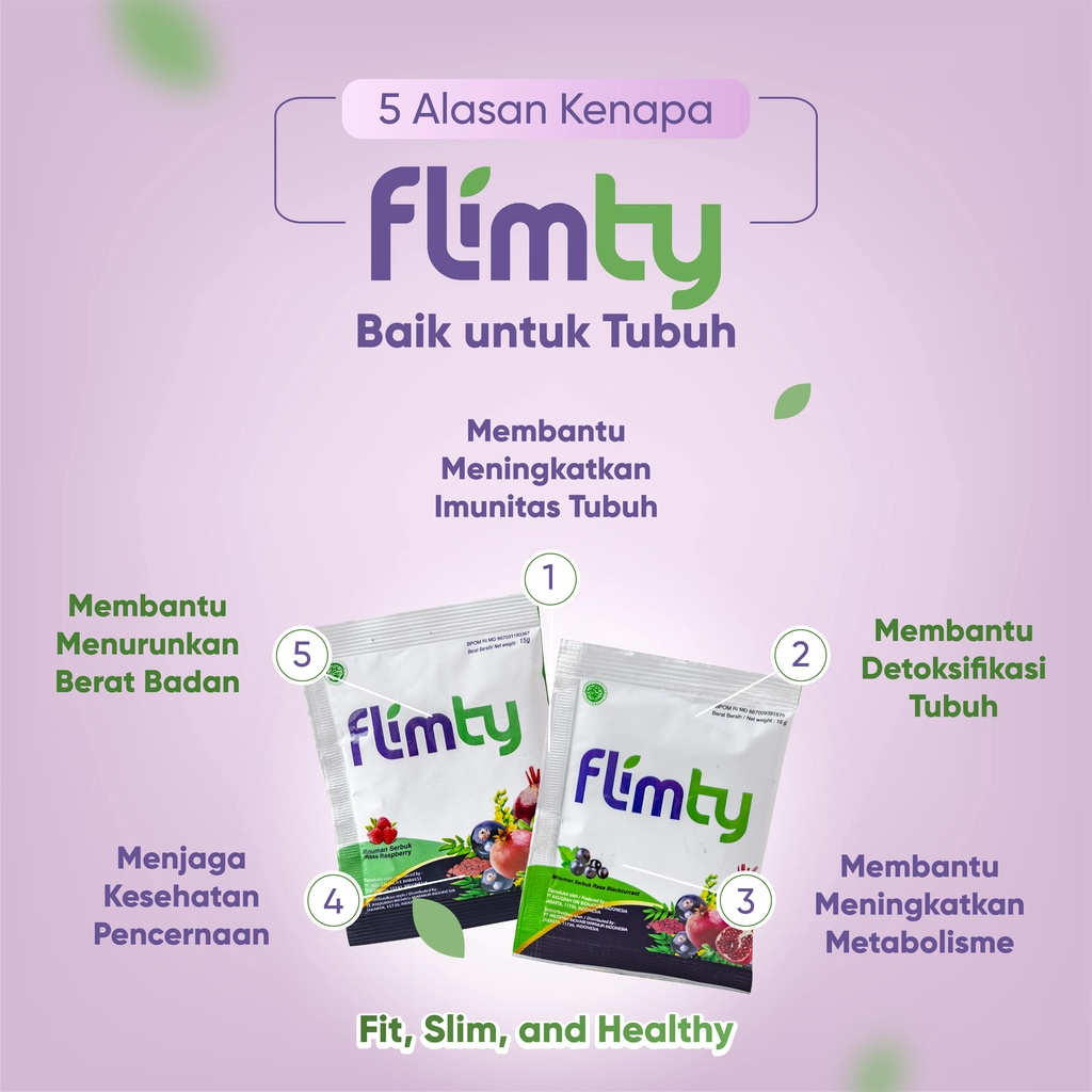 FLIMTY Fiber 1 Box isi 16 sachet Minuman Pelangsing - Diet dan Detox