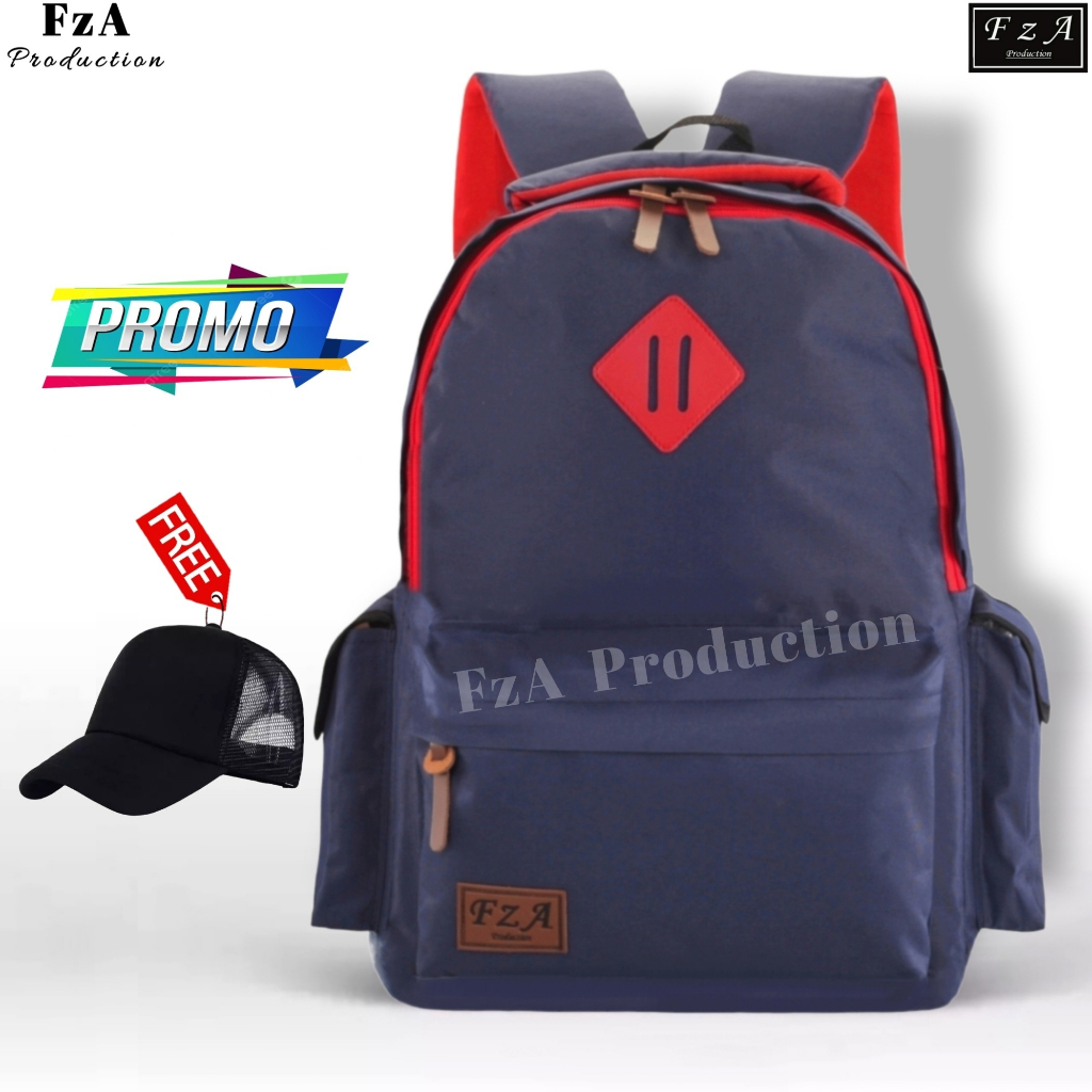 FzA Official -Tas Ransel anak laki laki - Tas Ransel Anak Sekolah - Tas Ransel Sekolah anak laki-laki anak perempuan Backpack Sekolah Anak [ High Quality ] - Navy Kids FREEE TOPI