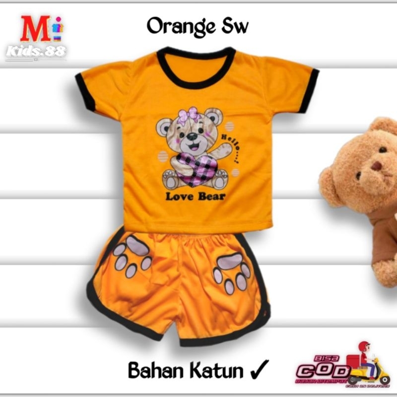 Setelan Playset Cupa Cup Baju Anak LOVE BEAR/Set Anak Balita/Setelan Anak Unisex Buat Usia 0-4 tahun