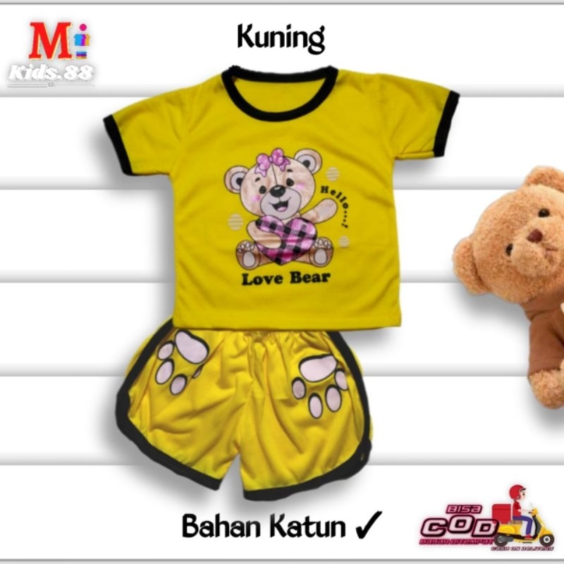 Setelan Playset Cupa Cup Baju Anak LOVE BEAR/Set Anak Balita/Setelan Anak Unisex Buat Usia 0-4 tahun