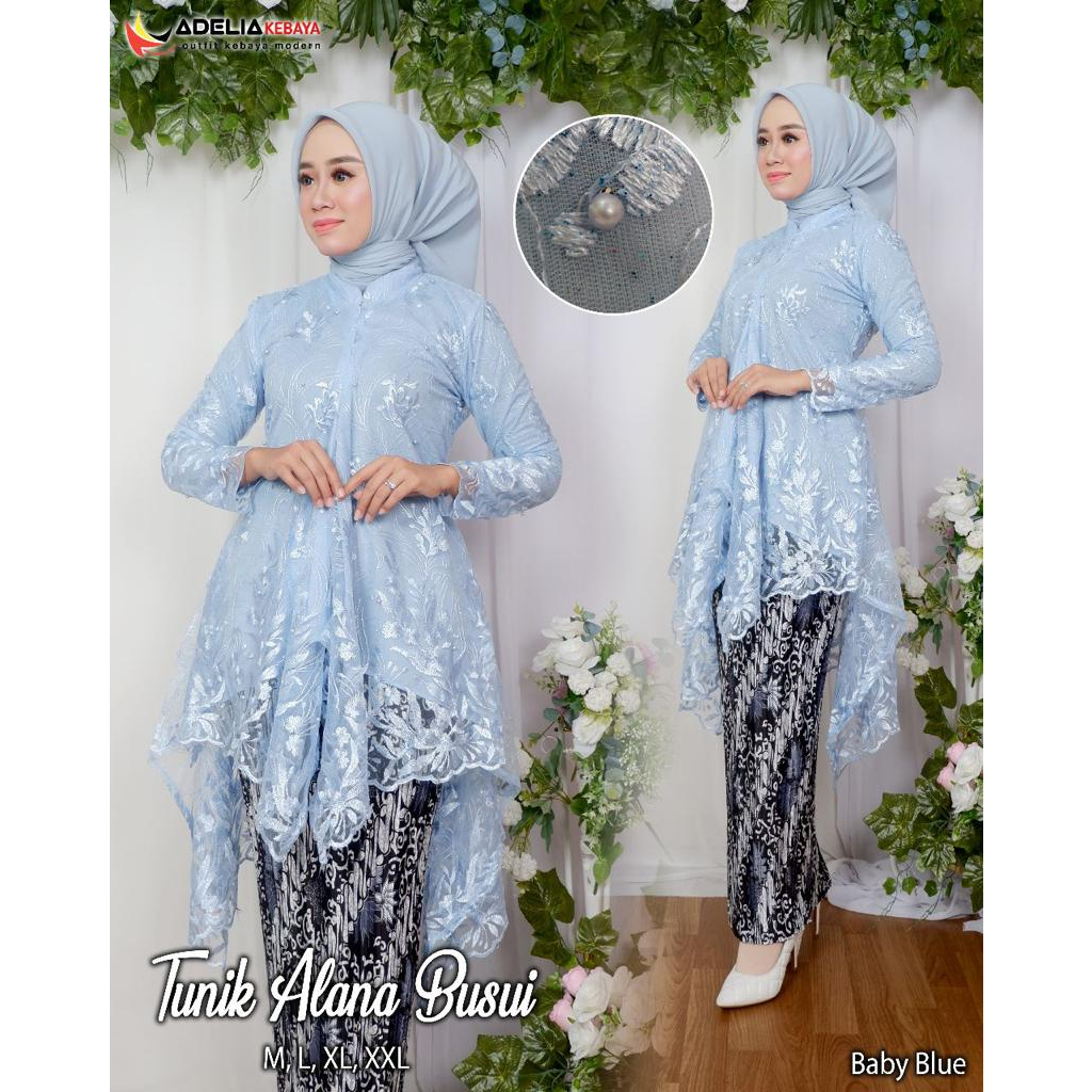 ADE&gt; STELAN TUNIK ALANA BUSUI - KEBAYA TUNIK TULLE - STELAN KEBAYA PESTA CANTIK - KEBAYA WISUDA MODERN - KEBAYA TERLARIS COCOK UNTUK ACARA PESTA DAN KONDANGAN