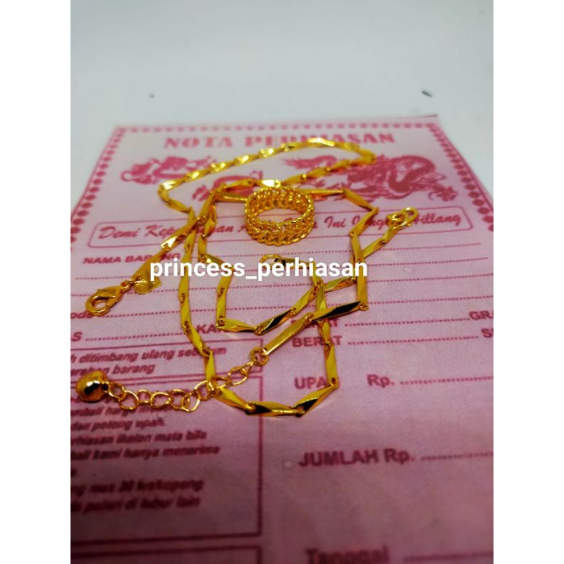 set perhiasan kalung dan gelang padi janda free cincin terbuat dari coin asli di lapisi dengan emas 