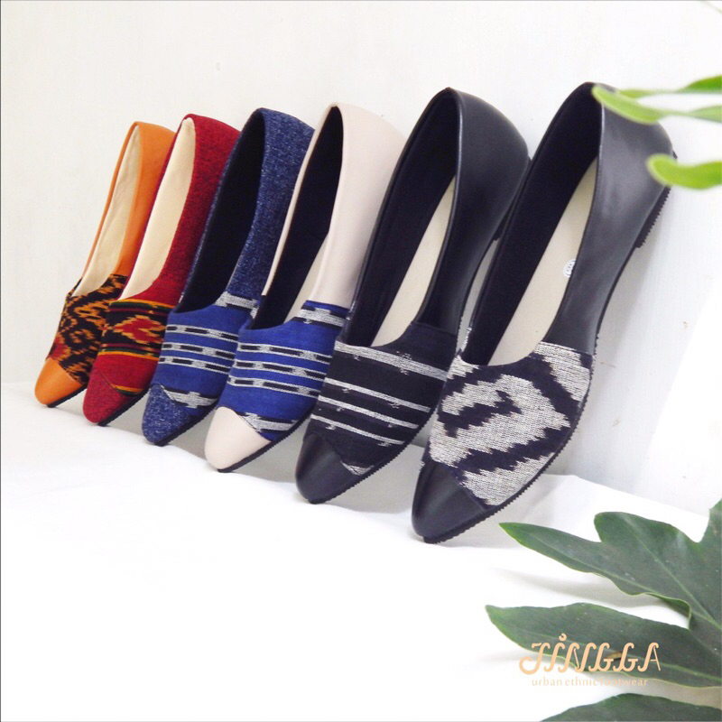 Sepatu Wanita Kantor Flat Terbaru Etnik Jingga Flatshoes Lasiana
