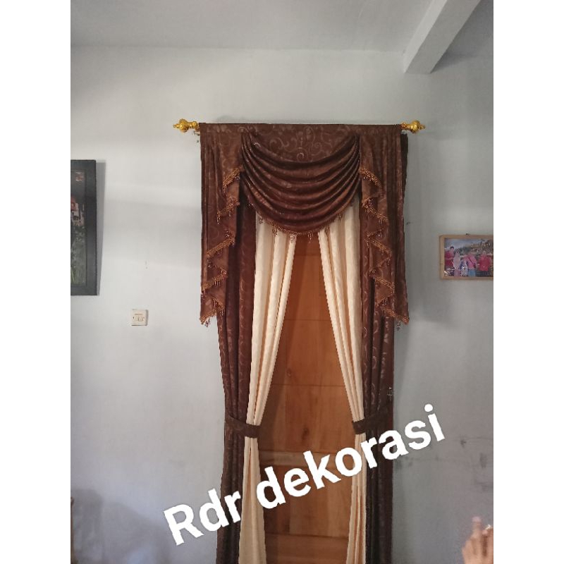Gorden Pintu Kamar 1Set Poni Model Gelombang Spanyol Gorden Jendela Poni Rumbai Manik Manik