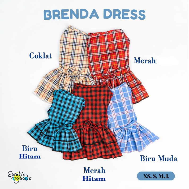 BRENDA DRESS ANJING BAJU ANJING PAKAIAN ANJING GAUN ANJING KOSTUM ANJING BAJU KUCING DRESS KUCING PAKAIAN KUCING GAUN KUCING