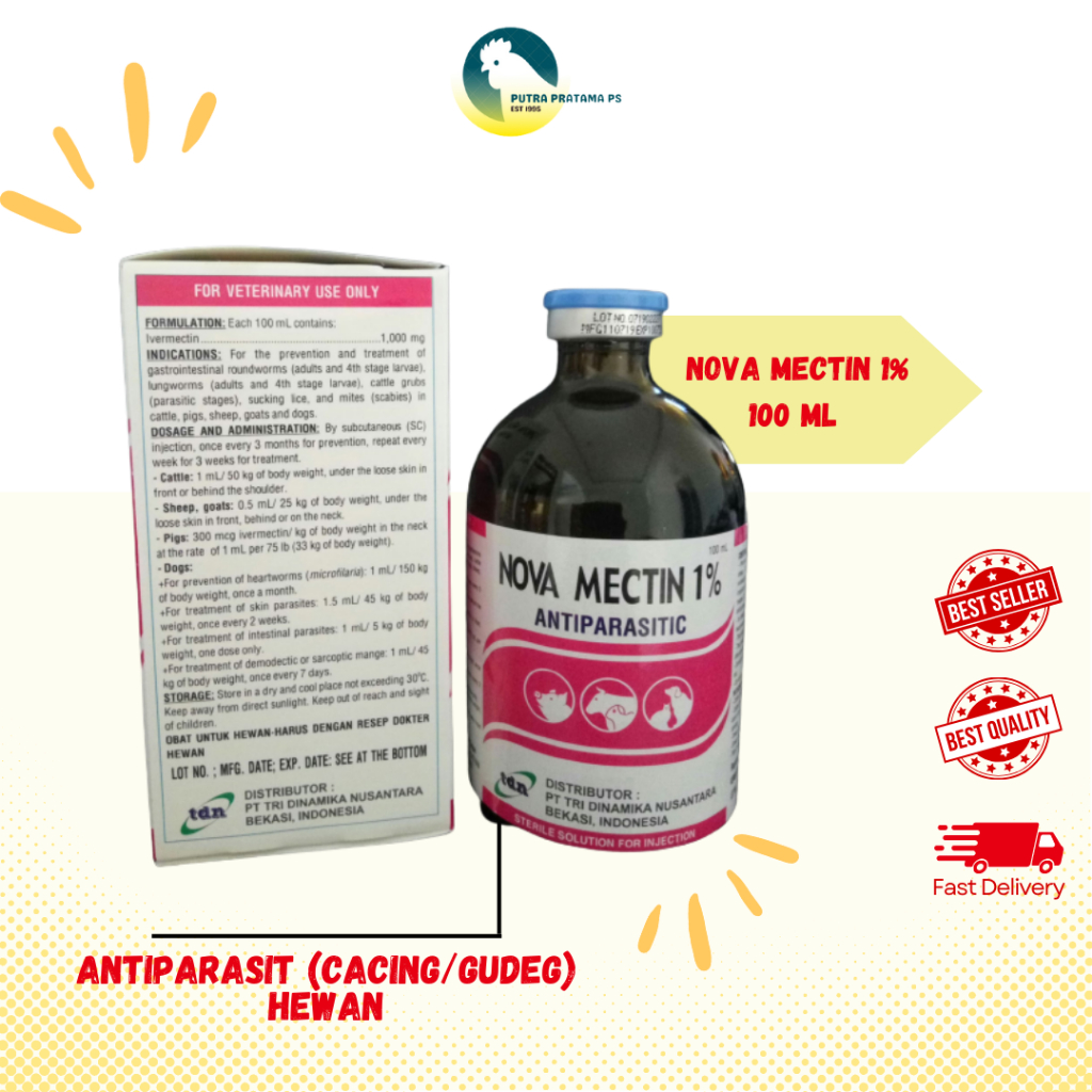 NOVA MECTIN 1 % 100 ML - ANTIPARASIT, Mengobati infeksi cacing pada saluran cerna