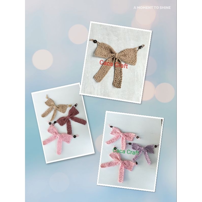 konektor masker rajut motif pita