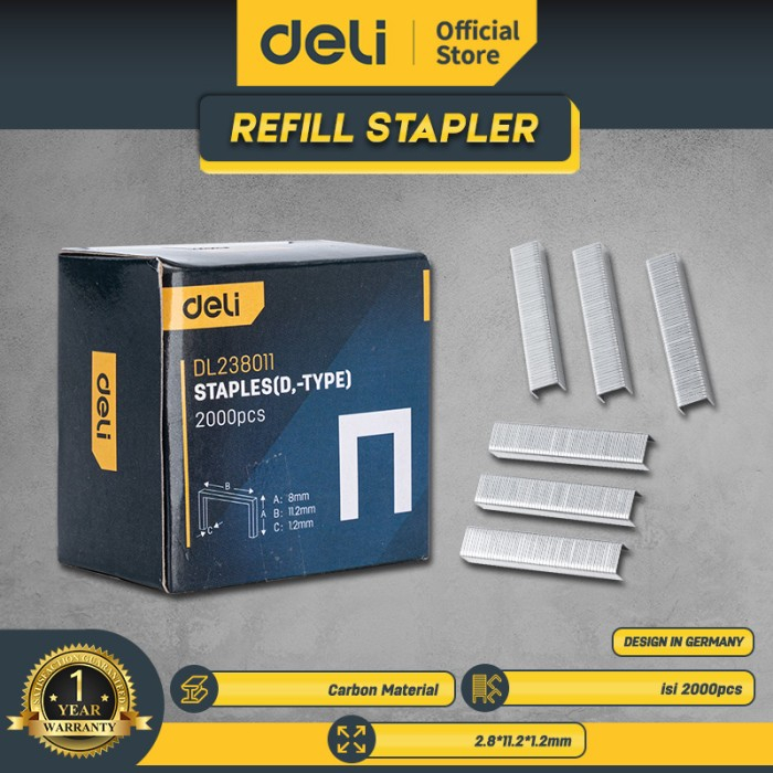 

Deli Refill Stapler / Isi Ulang Refill Staples 8 x 11.2 x 1.2mm*2000pcs Perkakas EDL238011