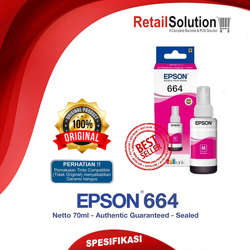 Tinta Epson 664 Original Magenta - Tinta Printer Epson L120 L310 L360