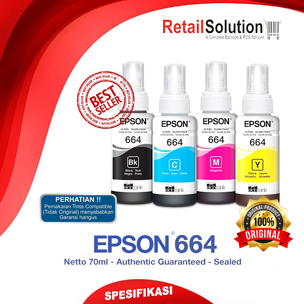 EPSON 664 CMYK Set Ink Bottle 70ml Original