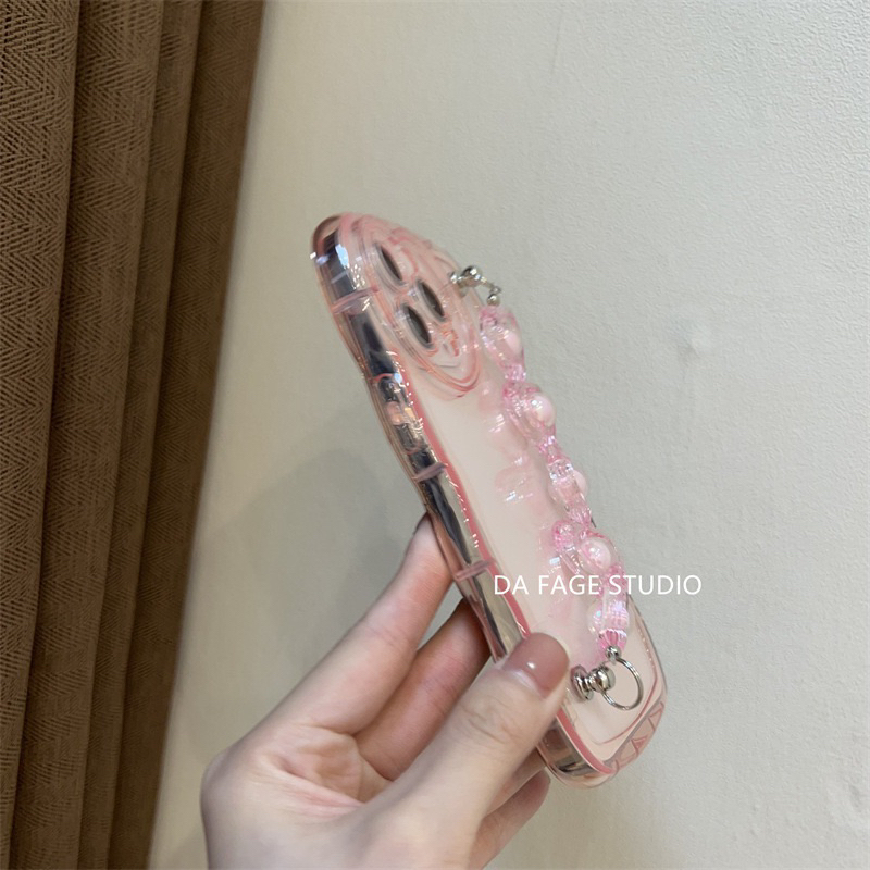 Transparan Pink Candy with Heart Holder Softcase Casing Case HP Lucu iphone XS XS Max XR 11 Pro Max 12 Pro Max 13 Pro Max 14 Pro Max