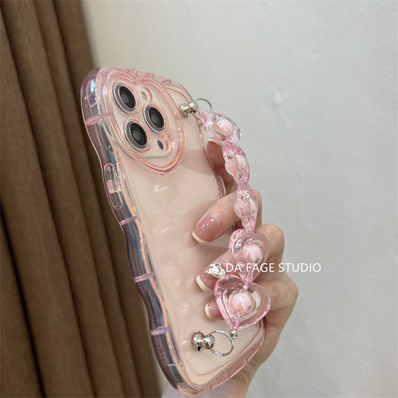 Transparan Pink Candy with Heart Holder Softcase Casing Case HP Lucu iphone XS XS Max XR 11 Pro Max 12 Pro Max 13 Pro Max 14 Pro Max