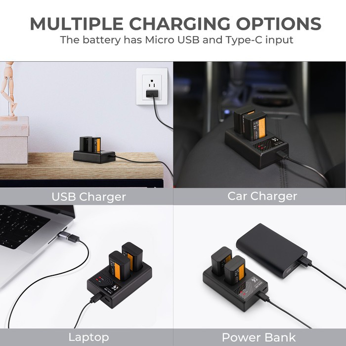 KNF Concept Battery Sony NP-FW50 2-Pack + Dual Charger + Cleanin Cloth