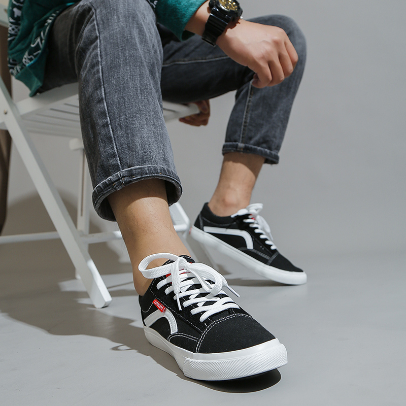 Toread Sepatu Sneakers Pria Sepatu Kanvas Hitam Sekolah Casual Model Terbaru Outdoor MC309