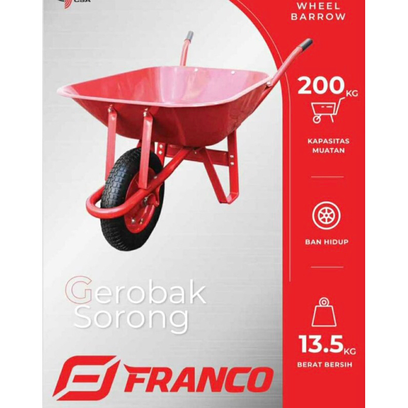 Gerobak Sorong Merk Franco Plat Lebih Tebal