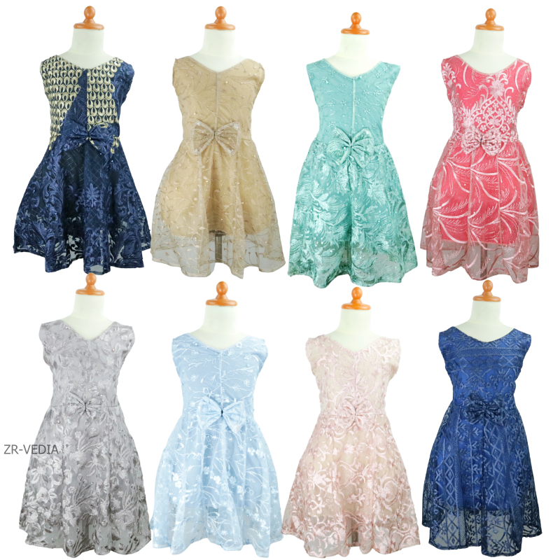 Dress Keira Uk Bayi - 8 Tahun / Dres Brukat Kensi Anak Perempuan Baju Baby Import Gaun Kondangan