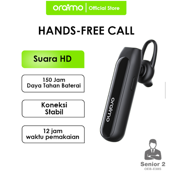 Earphone Bluetooth Oraimo OEB-E38S Wireless - Garansi Resmi