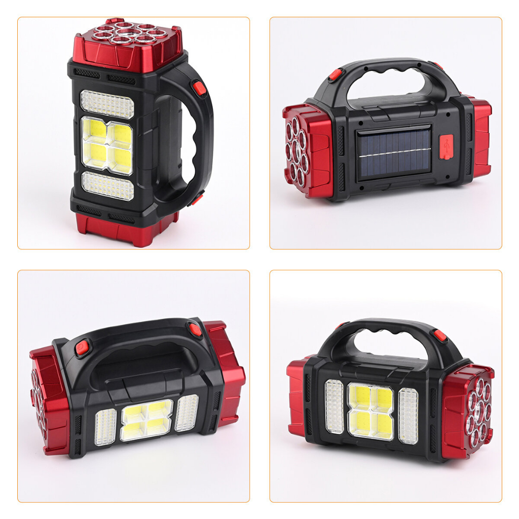 Senter LED Surya Berkemah Portable Kuat Lentera COB 4 Mode / Senter Tangan Kerja USB Isi Ulang Lampu Sorot Emergency