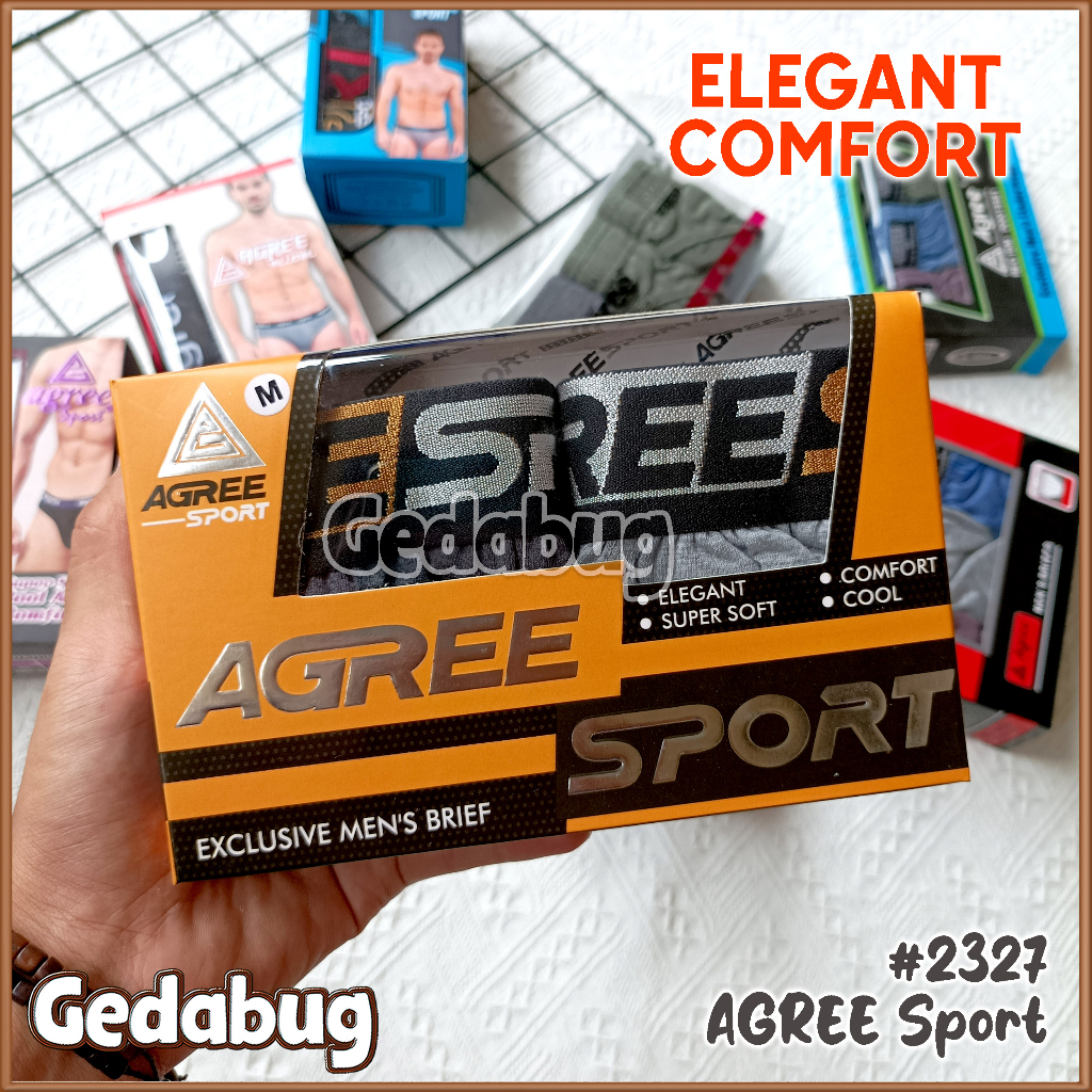 [ 2 pc ] CD Pria Agree Sport 2327 | Celana dalam Segitiga Karet Boxer | Gedabug