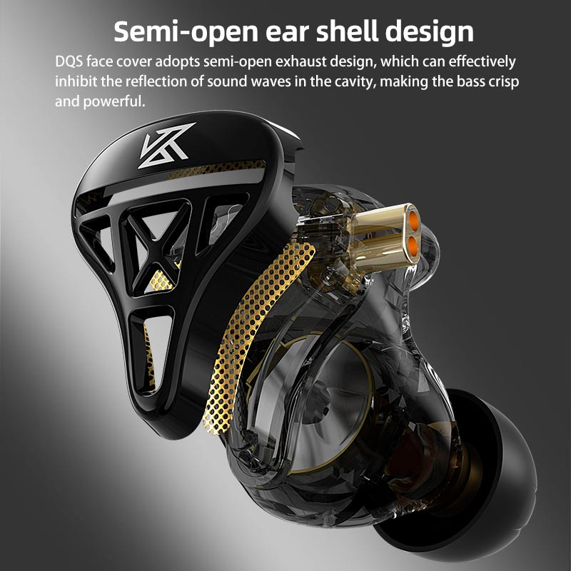 Earphone KZ DQS Open Back Single Dynamic  Metal with MIC GARANSI RESMI