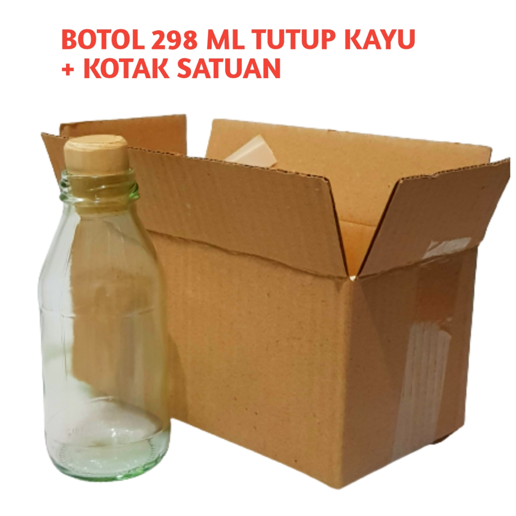 BOTOL SOUVENIR KACA /   BOTOL GIFT HADIAH KACA  TUTUP KAYU / BOTOL DEKORASI KACA UKURAN 300 / 350 ML