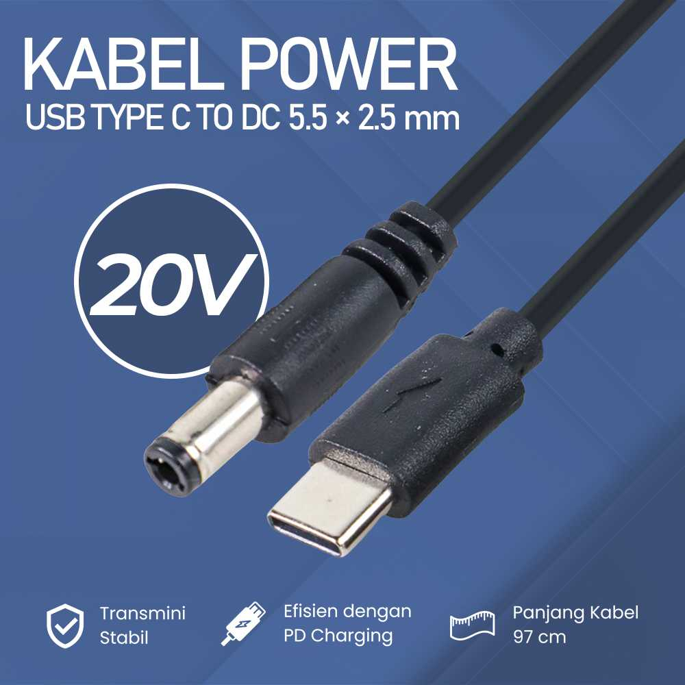 Kabel Power USB Type C to DC 5.5x2.5mm PD Charger Router CCTV Cable Charger Multifungsi Isi Daya Perangkat