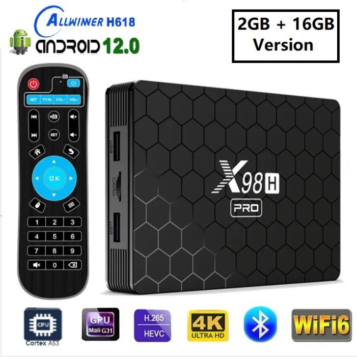 Tv Box X98H Pro Ram 2 / 16 Android 12 Android Tv Box Tv Box Android 12 Set Top Box Android