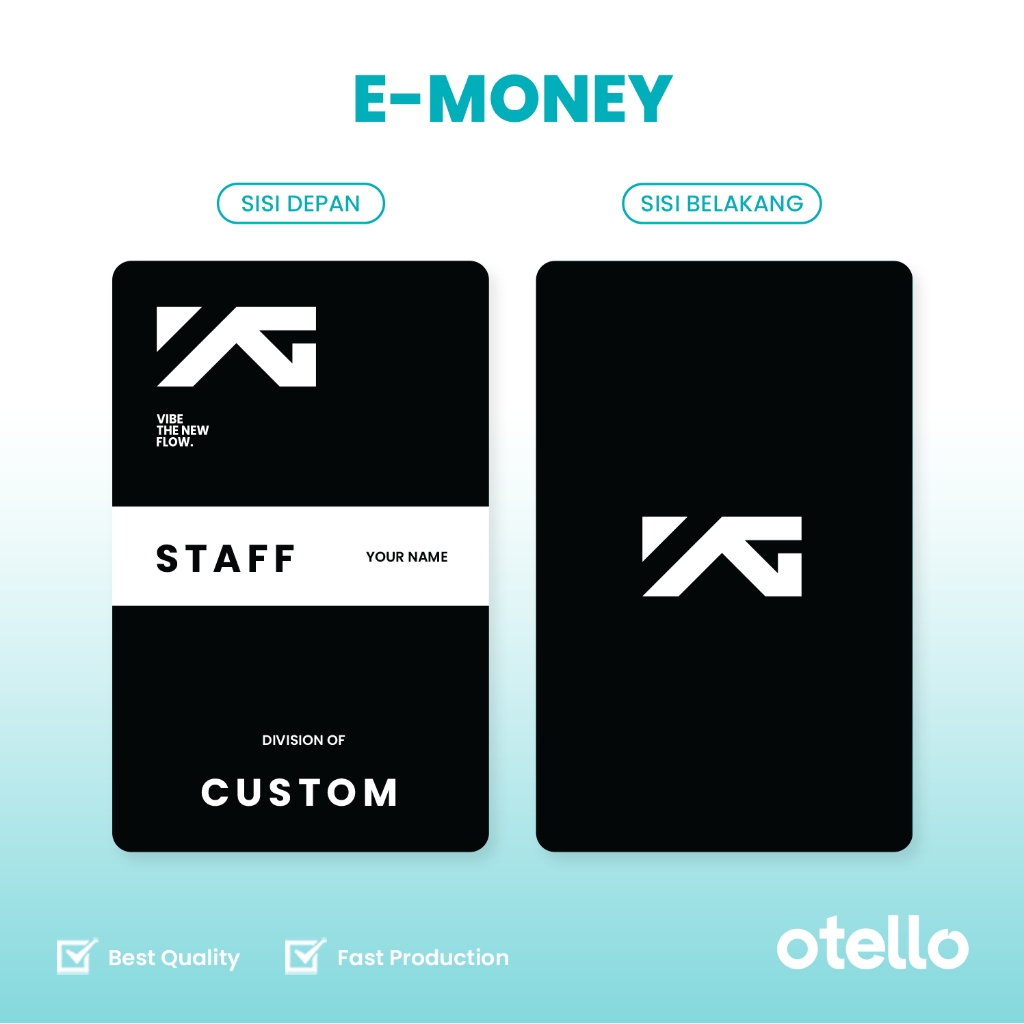 Kartu eMoney Custom Nama Agency SM BigHit JYP HYBE Entertainment Merchandise KPOP e-Money Card eToll K-Pop Fans