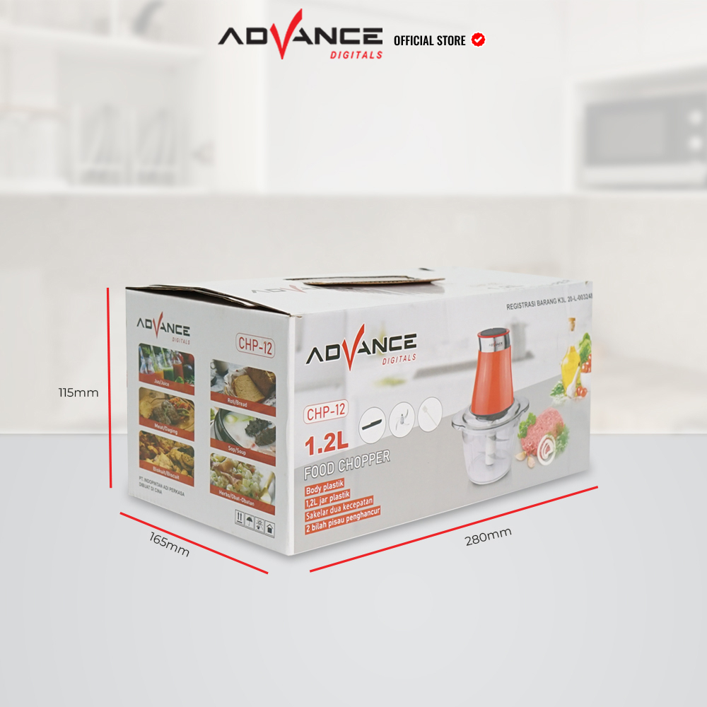 ADVANCE Food Grade Chopper CHP-12 Processor Penggiling Daging Sayur